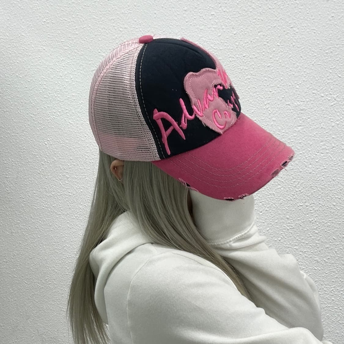 2000s 빈티지 데미지 핑크 Y2K 볼캡 상품이미지2