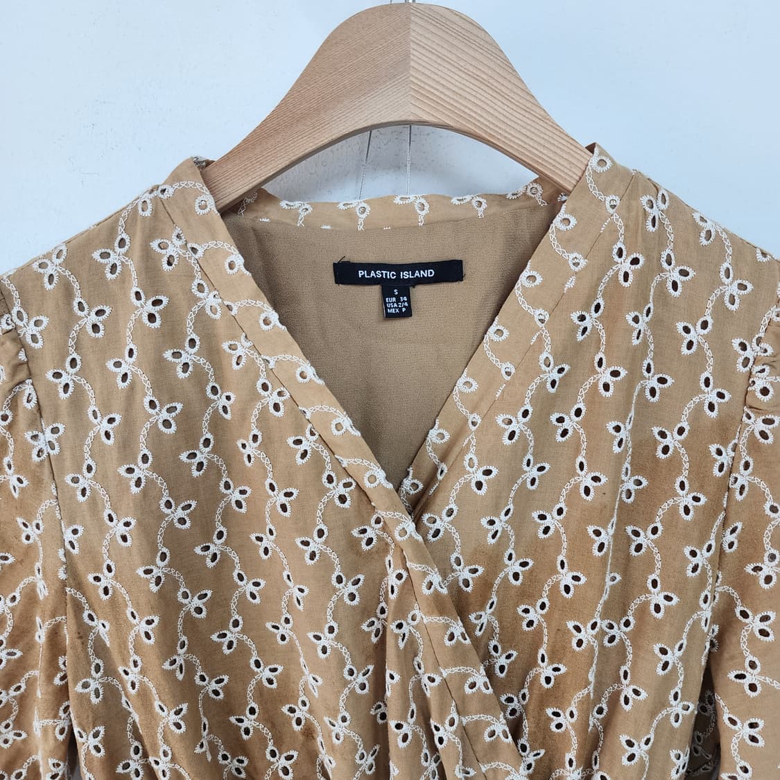 플라스틱 아일랜드 자수 롱 원피스 브라운 상품이미지2