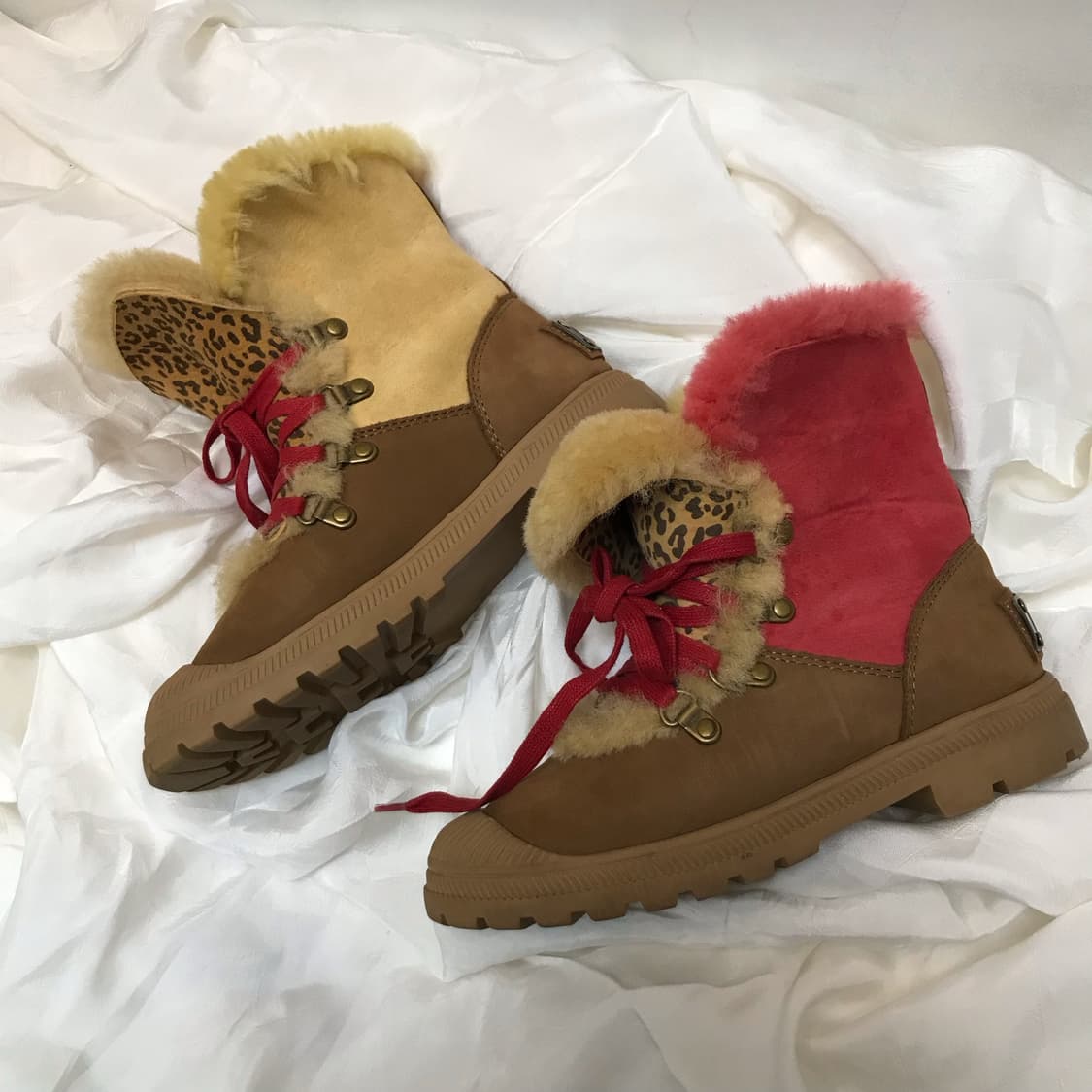 Aussie Dogs 갸루 핑크 퍼 레오파드 워커 부츠 상품이미지4