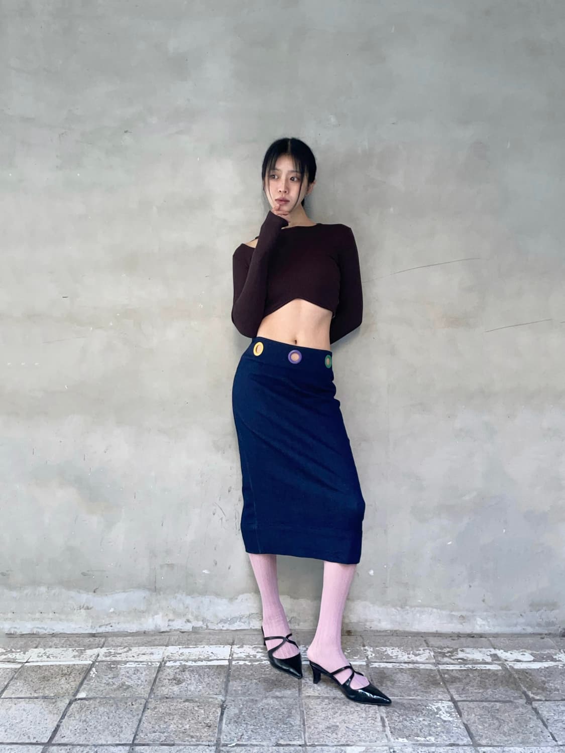 Navy ring point skirt 상품이미지2