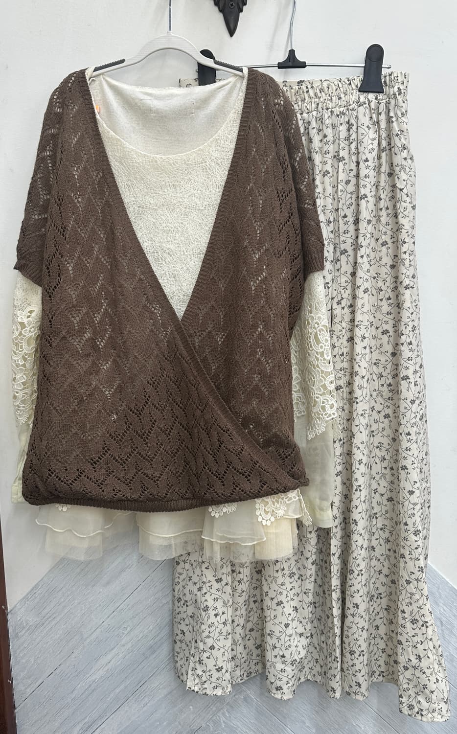 🤎하구미의 모리걸 코디세트🤎라떼갸루 레이스 블라우스 롱스커트 에스닉 상품이미지2