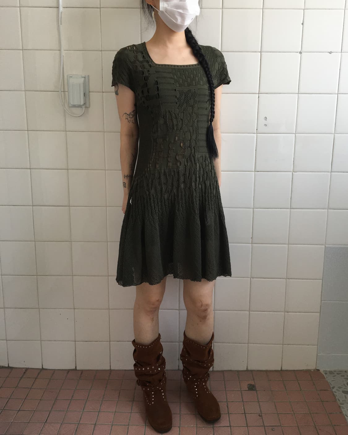 Punching pattern pleats onepiece 상품이미지8