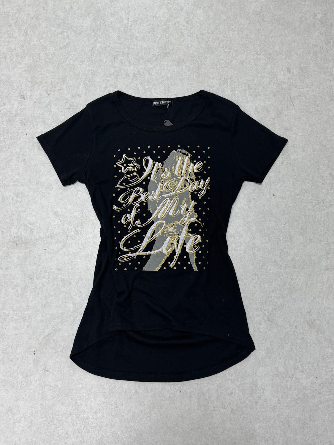 갸루 글리터 프린팅 탑  상품이미지1