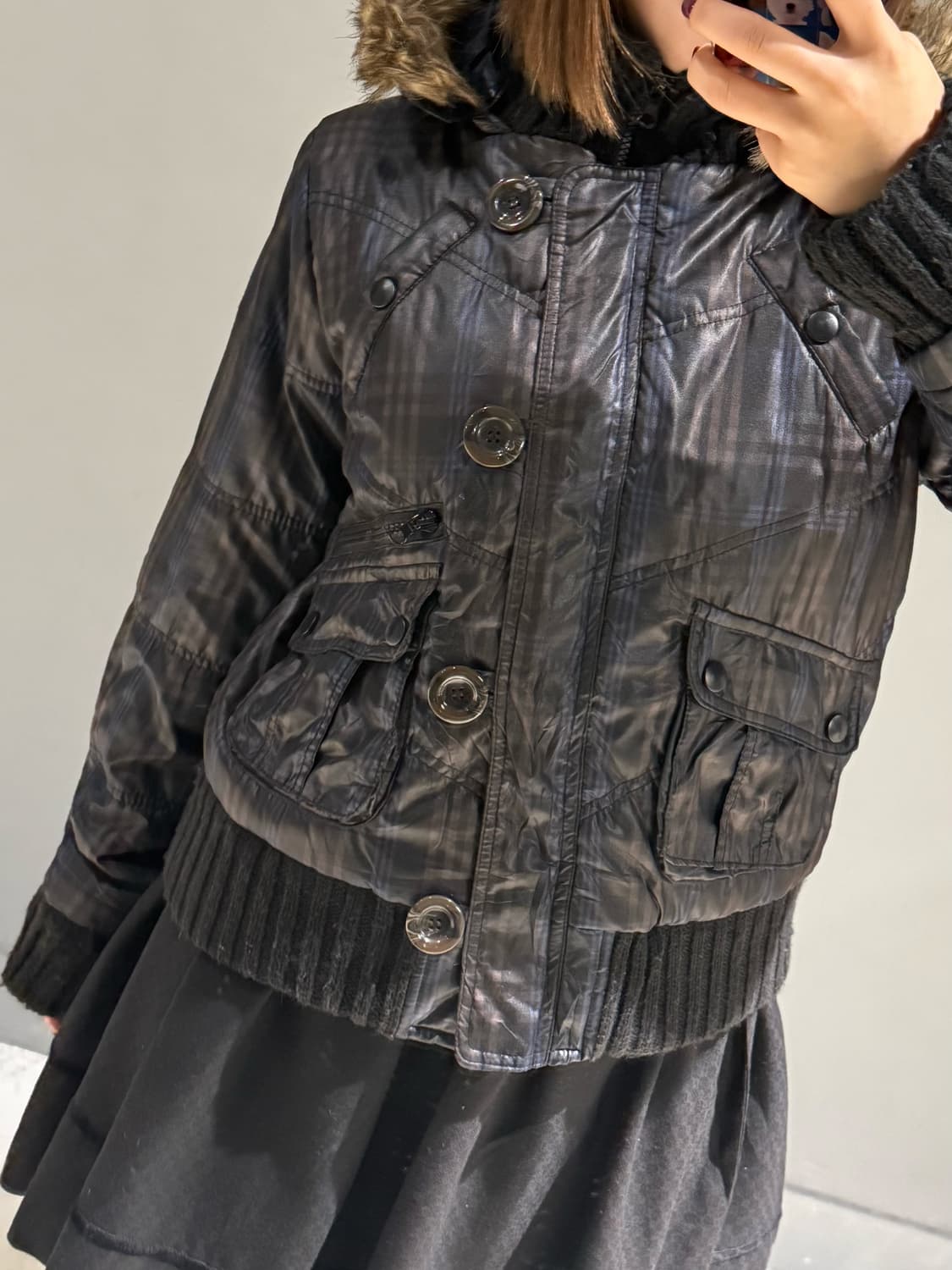 check pattern pocket detail n2b padding 상품이미지3