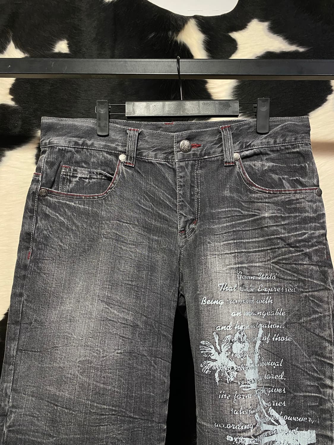 Japanese vtg 펑크 프린팅 워싱 버뮤다 데님팬츠 상품이미지2