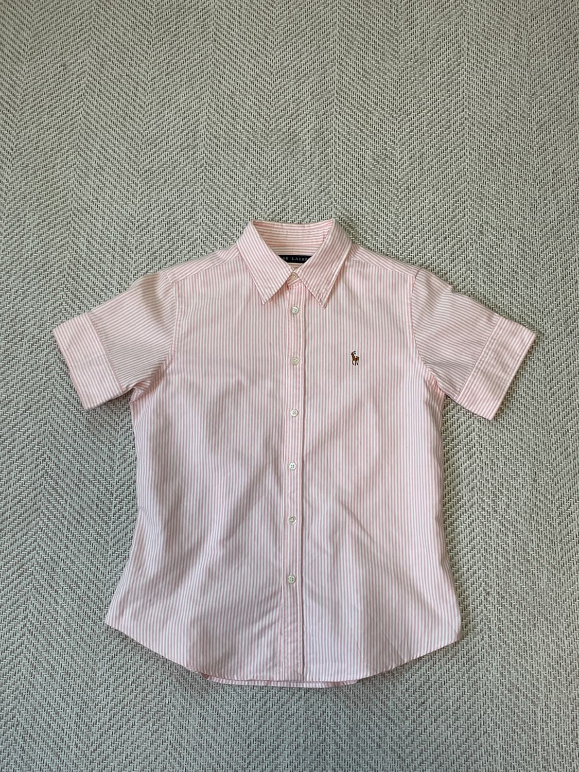 폴로랄프로렌 핑크 스트라이프 체크 반팔셔츠  상품이미지1