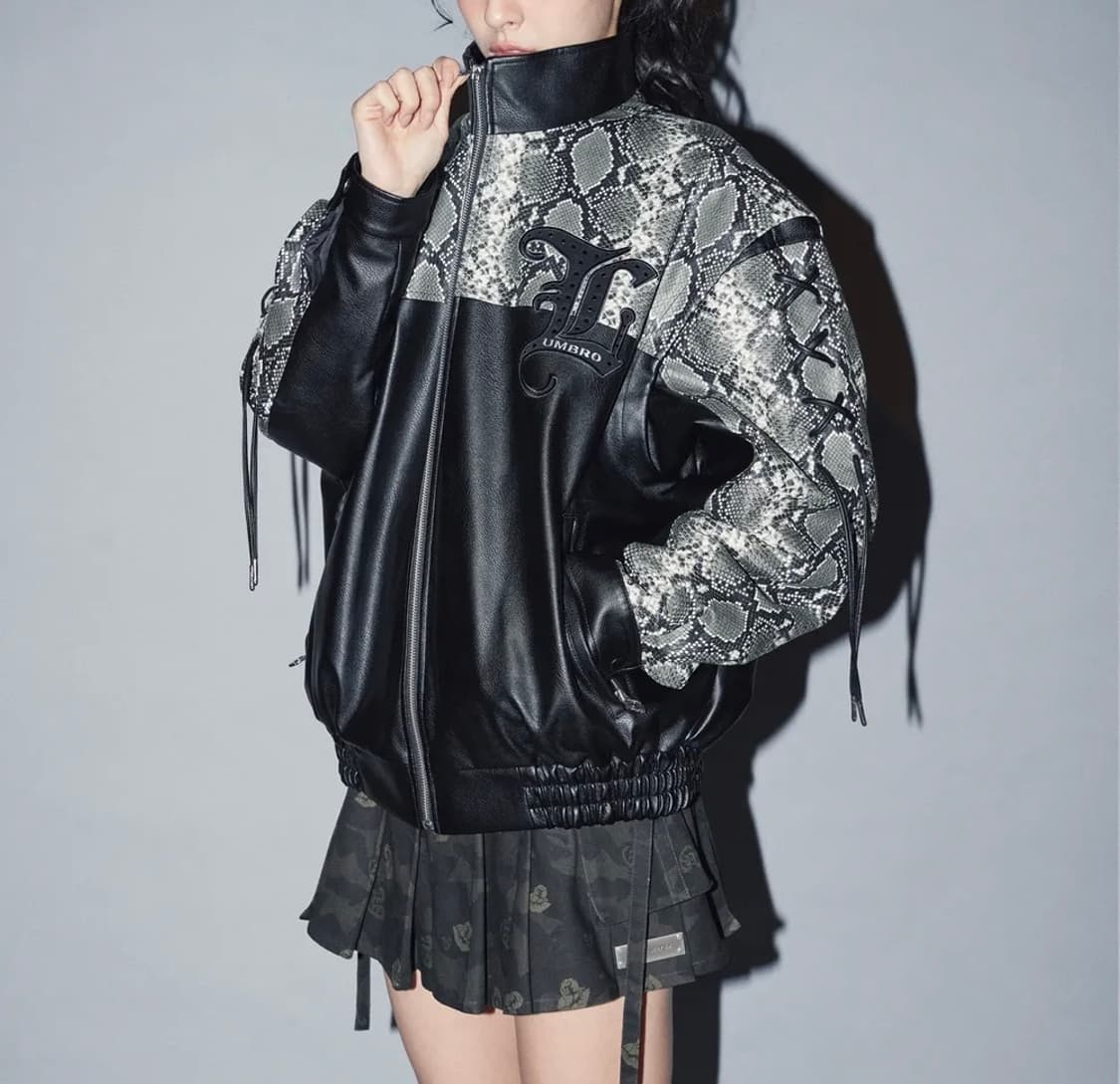 엄브로 X LEEY 비건 레더 패딩 자켓 XS 85 상품이미지3