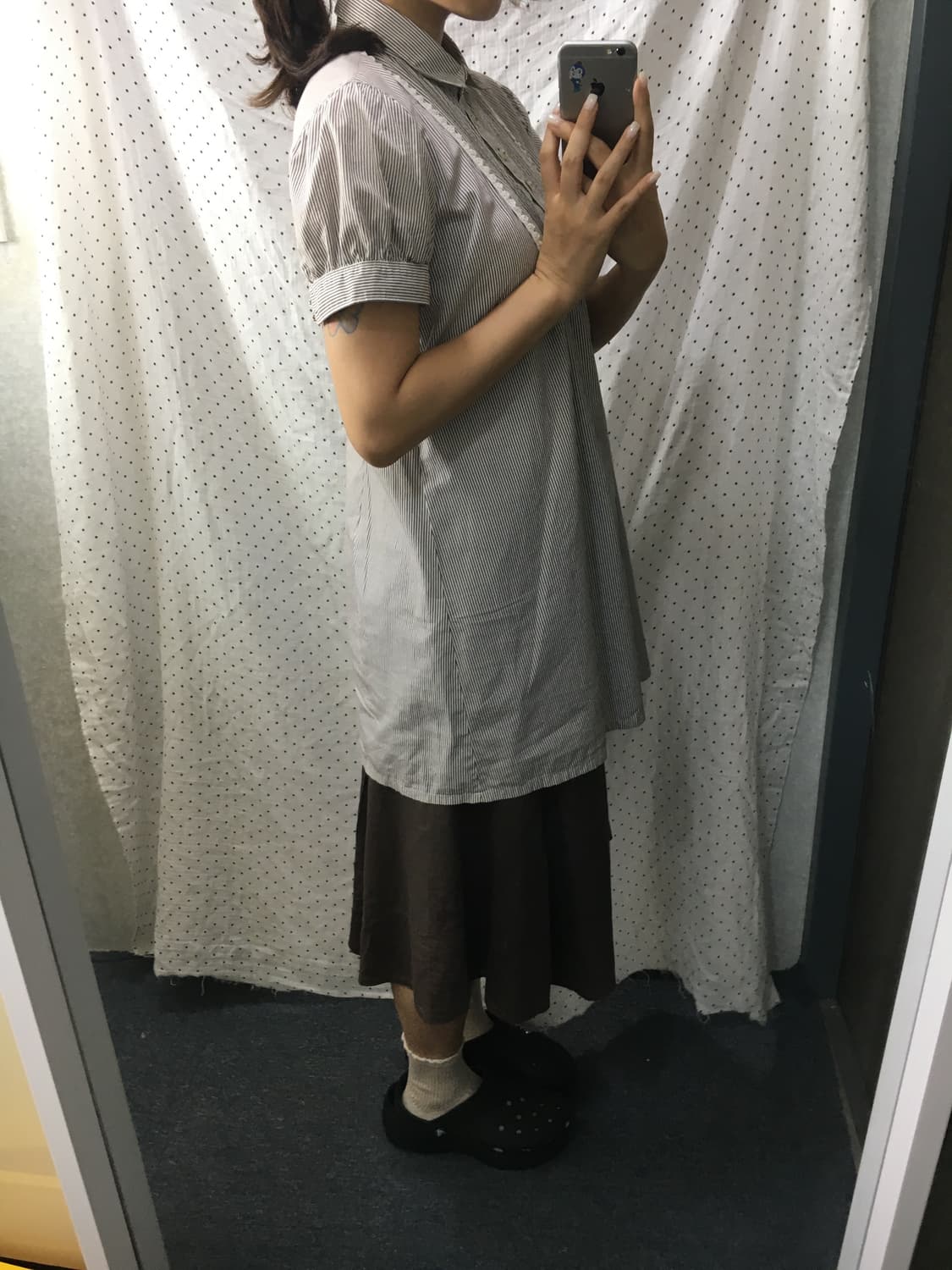 브라운 스트라이프 원피스 상품이미지4