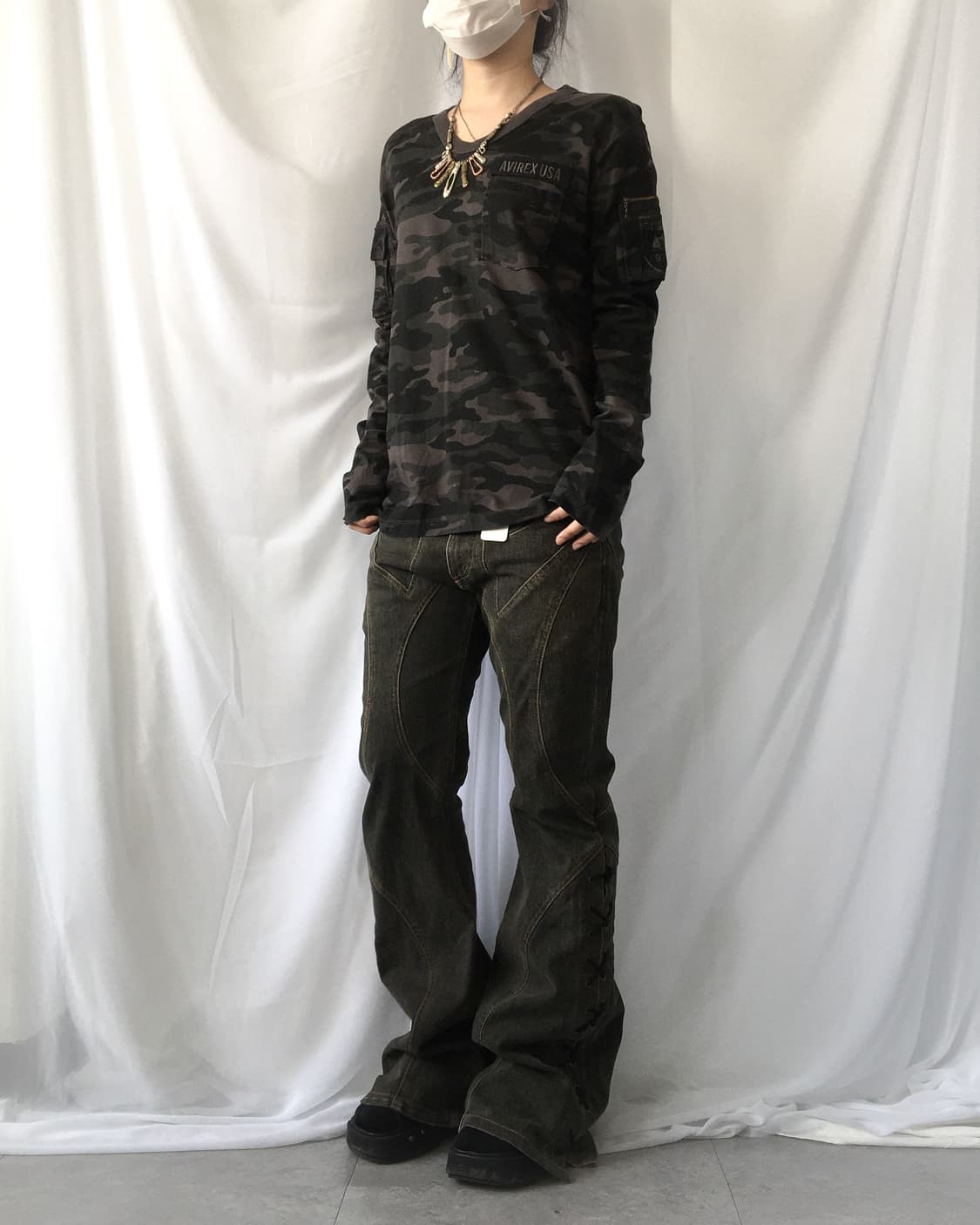 Avirex came pattern sleeve 상품이미지5