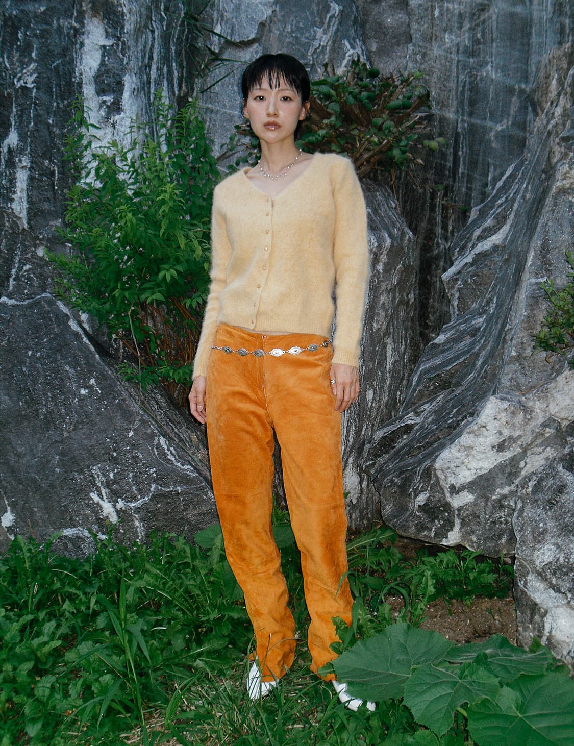 Orange suede leather pants 상품이미지1