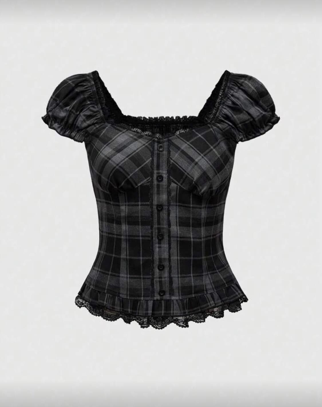 반팔 셔츠 숏 블라우스 체크 상품이미지1