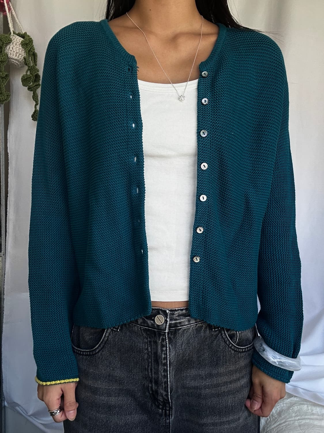 빈티지 청록 니트 가디건 상품이미지2