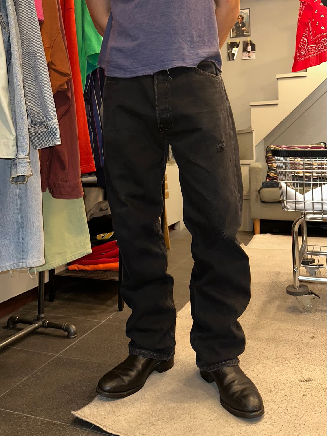 90’s Levi’s 501 black denim washed pants 상품이미지1