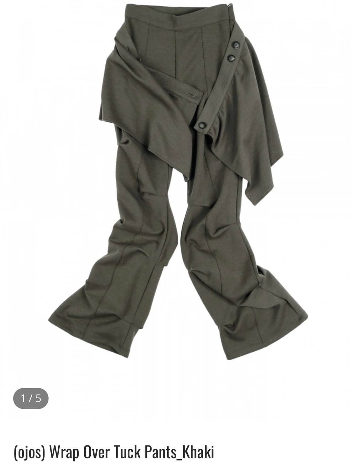 오호스 (ojos) 카키 랩 스커트 턱 팬츠 카키 상품이미지1