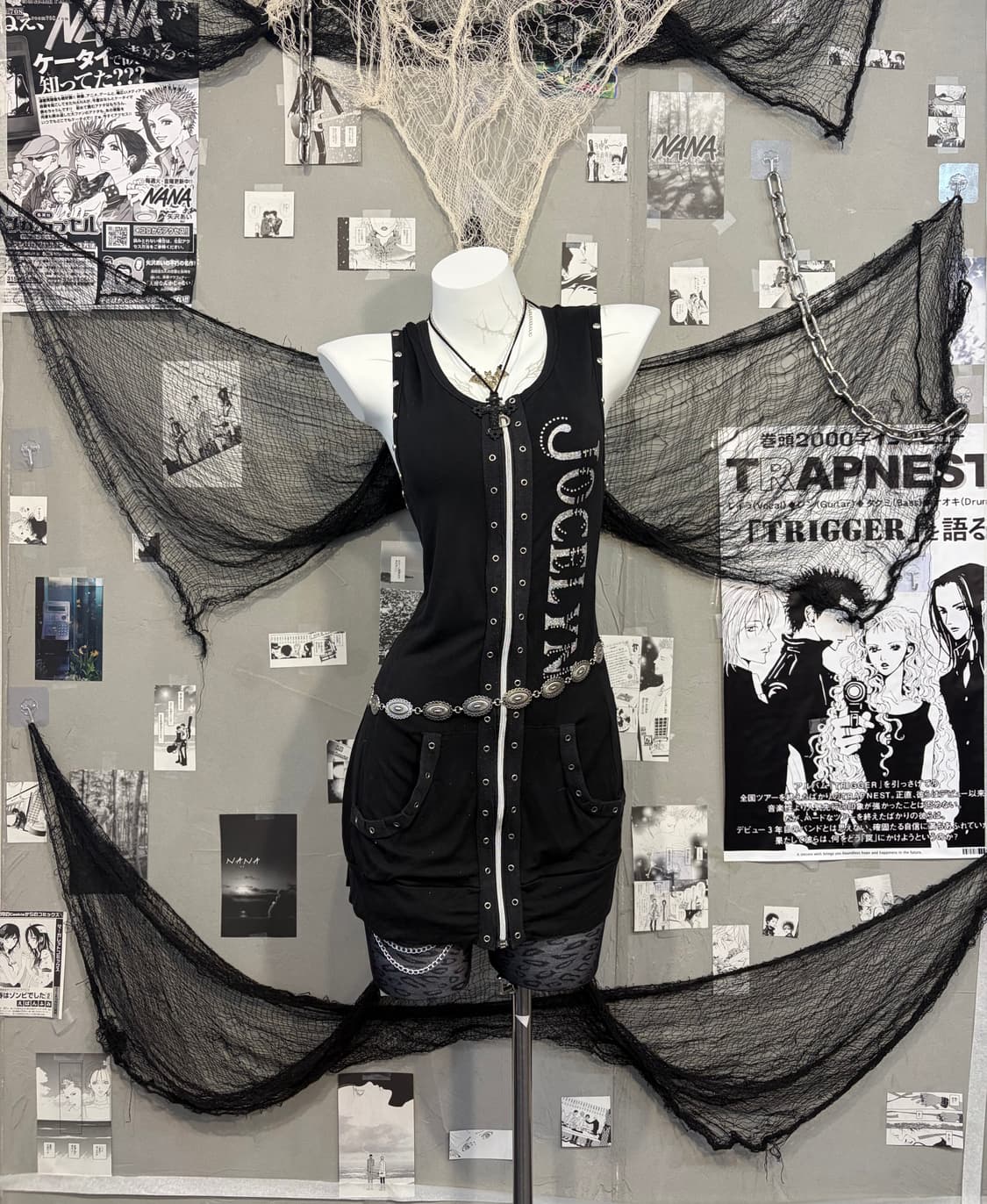 Gothic Rivet Glitter zip up one piece 상품이미지2