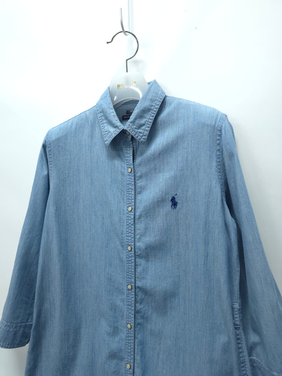 폴로 랄프로렌 슬림핏 샴브레이 라이트 데님 셔츠 원피스(55~55반) 상품이미지2