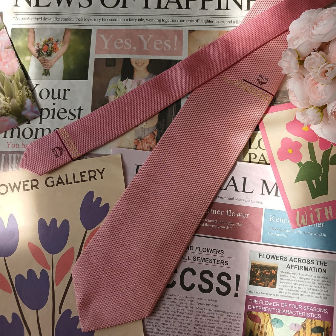 엠씨엠 실크 핑크 스트라이프 넥타이 9.3cm A등급 A19649
 상품이미지4