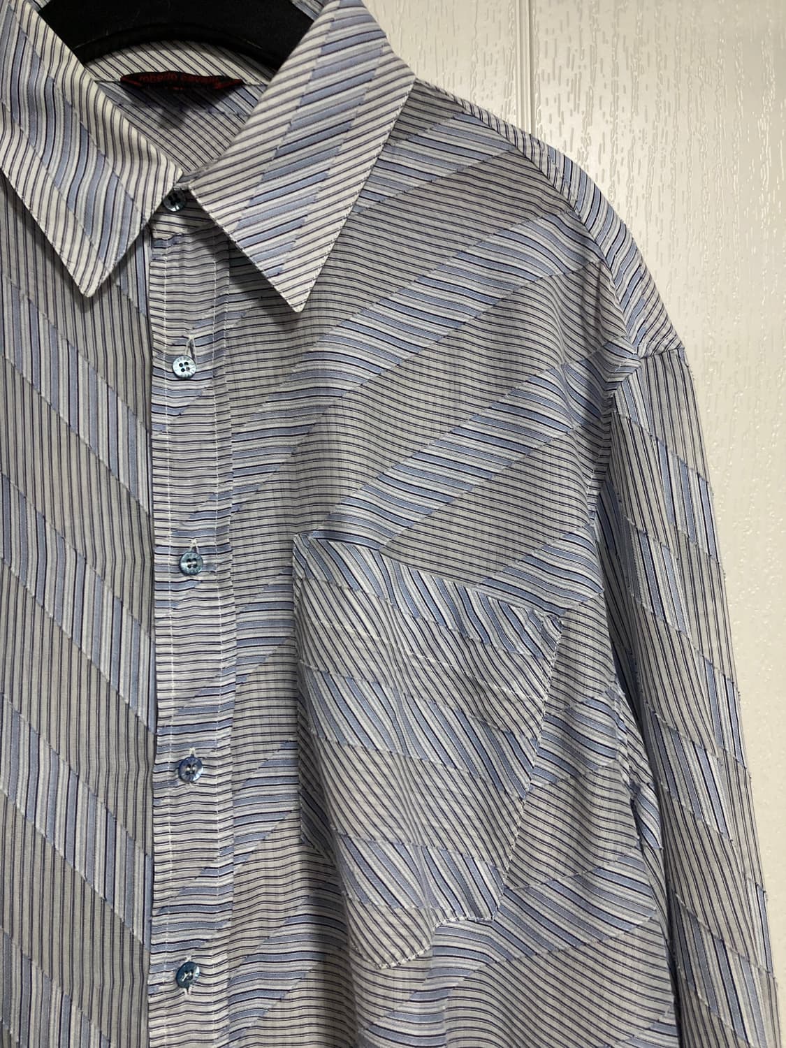 2000s 로베르토 까발리 비대칭 스트라이프 셔츠 상품이미지2