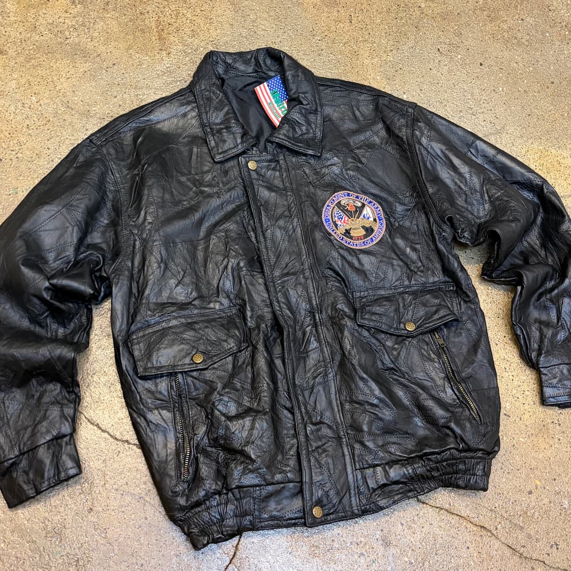 90s USA 빈티지 패치워크 버펄로 가죽자켓 상품이미지2