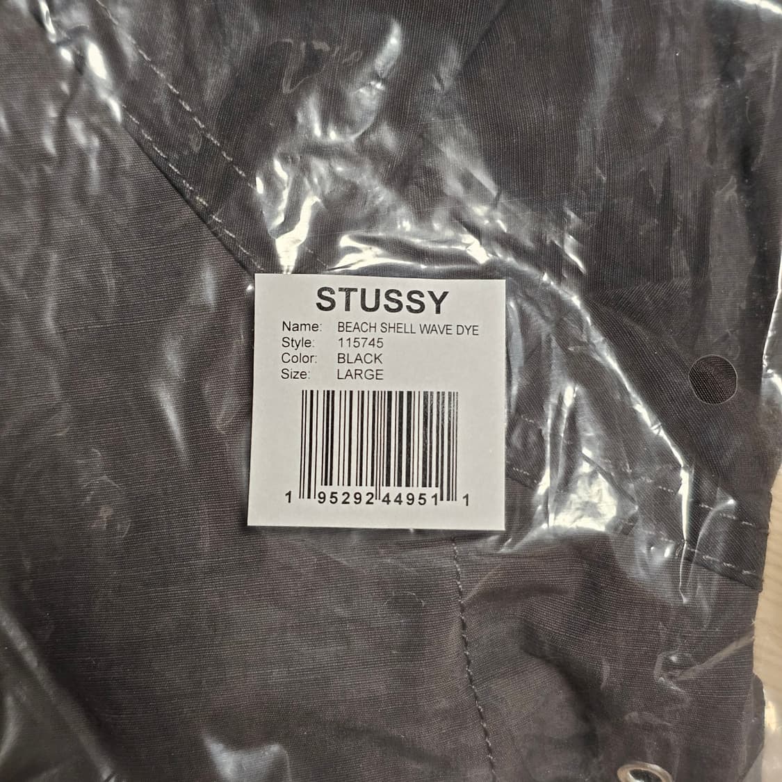 L 미개봉) 스투시 웨이브 다이 비치 쉘 자켓 블랙 115745 새제품 상품이미지3