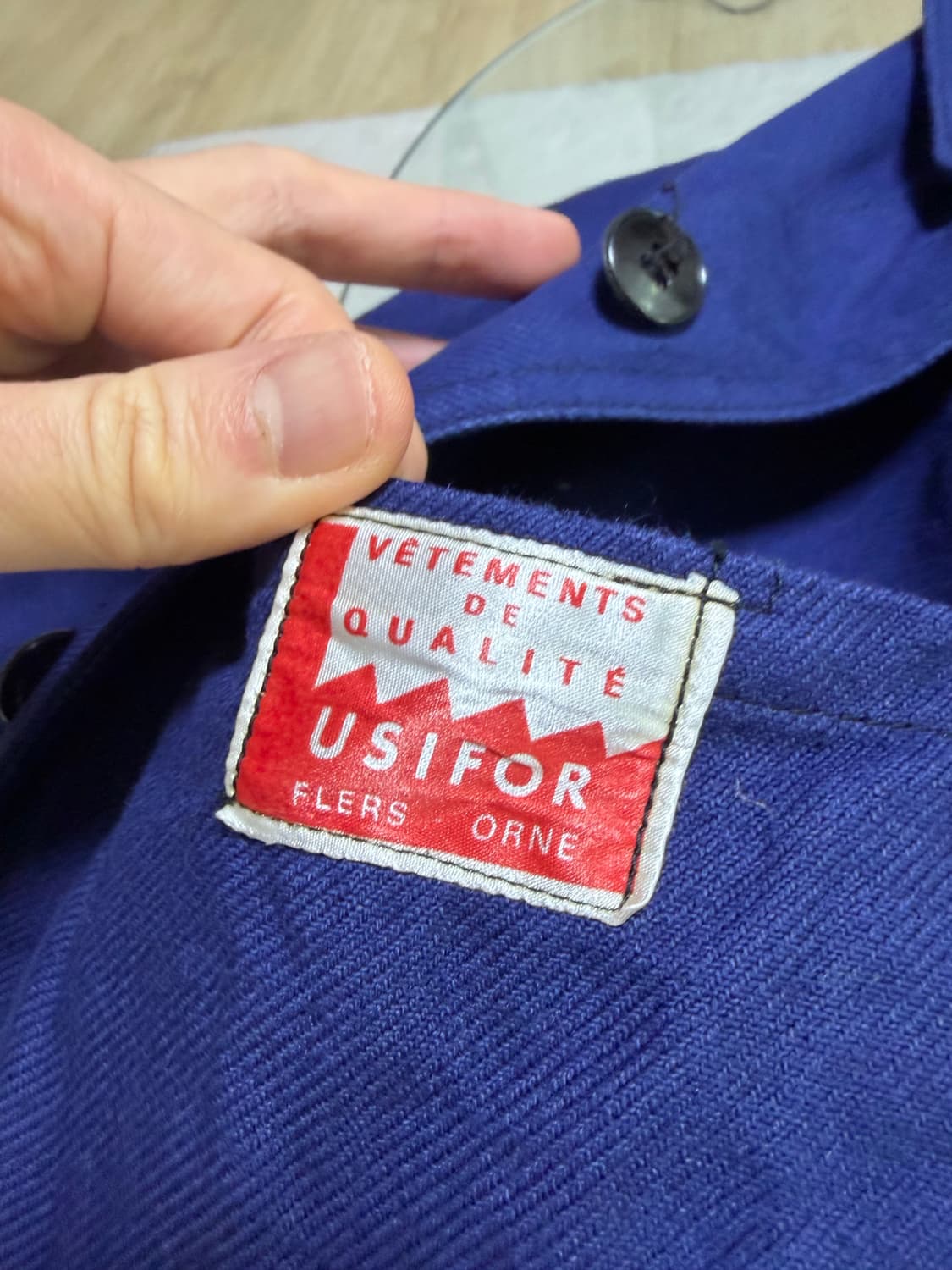 50~60s 프렌치 워크 자켓 둥근카라 코튼 상품이미지3