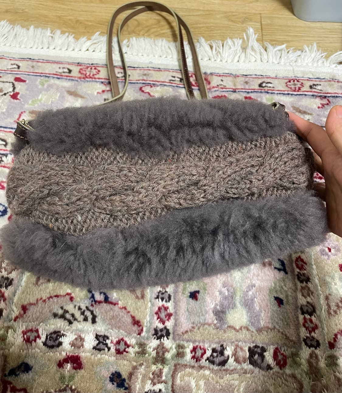 Muku 양털 울 뜨개 니트 퍼 백팩 or 숄더백 상품이미지3