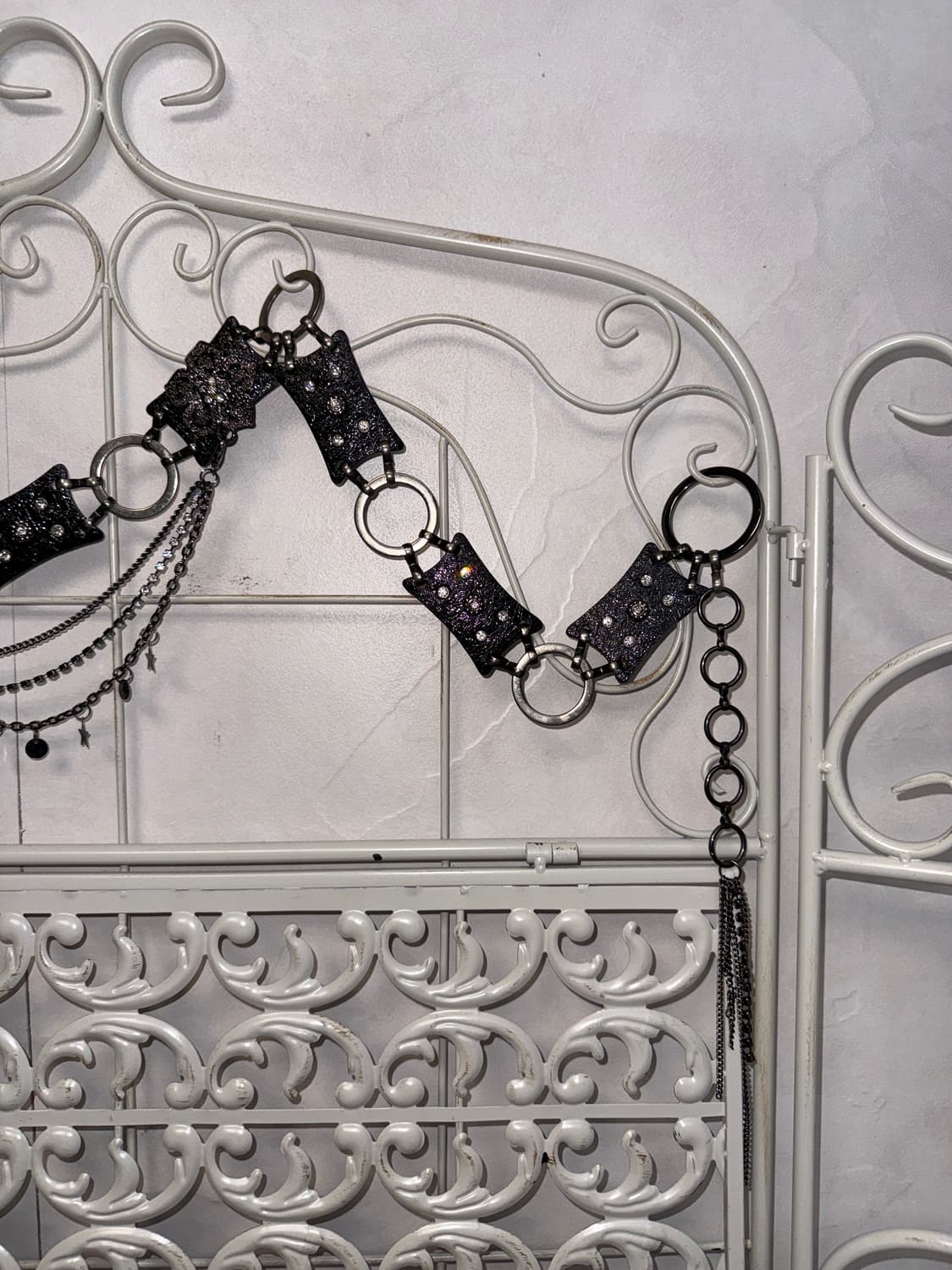 Black flower charm cubic chain belt 상품이미지3