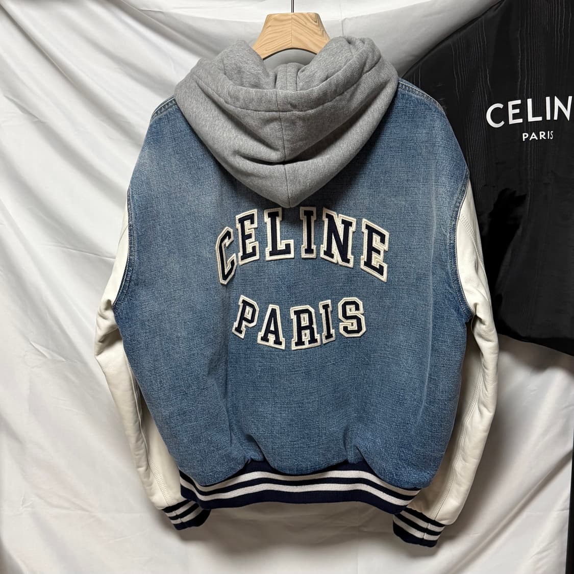 [S급/L] 셀린느 후드 데님 바시티 자켓 상품이미지1