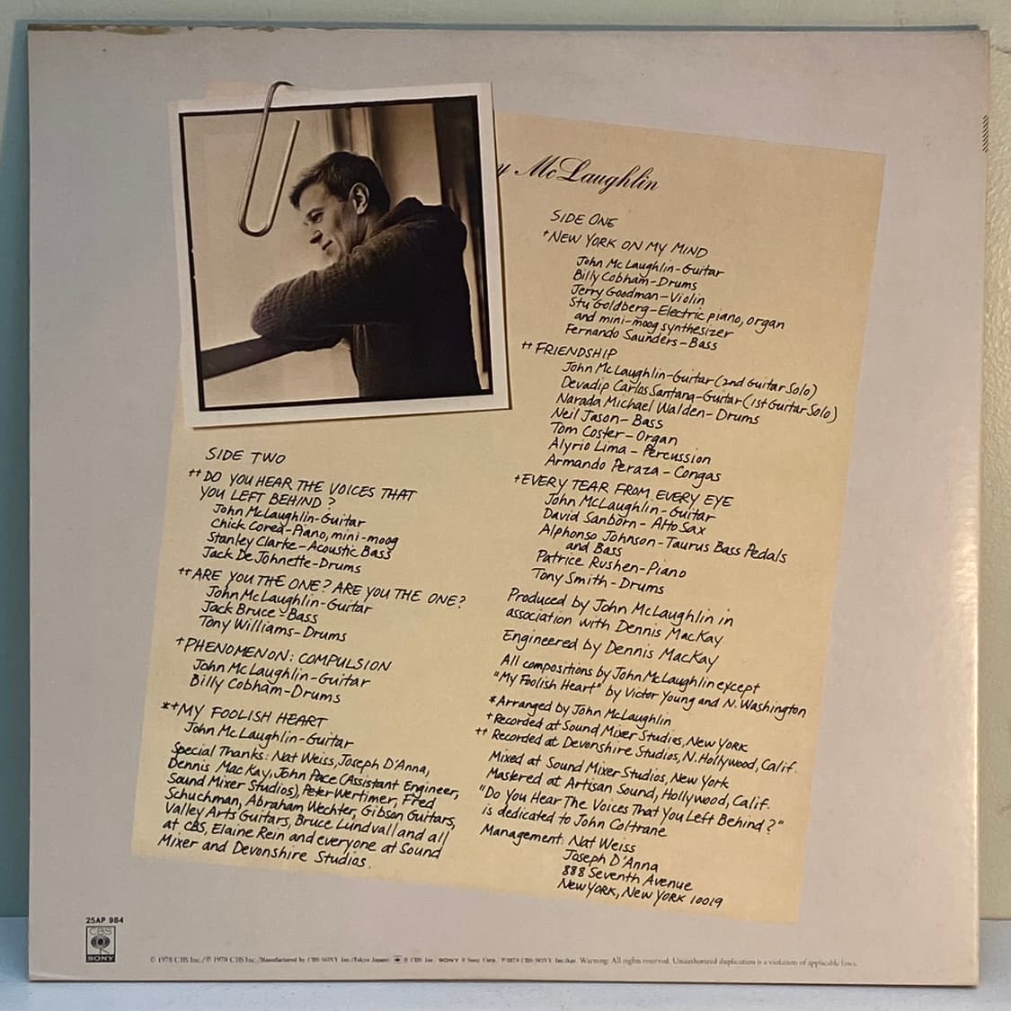 (LP) John McLaughlin - Electric Guitarli 상품이미지2