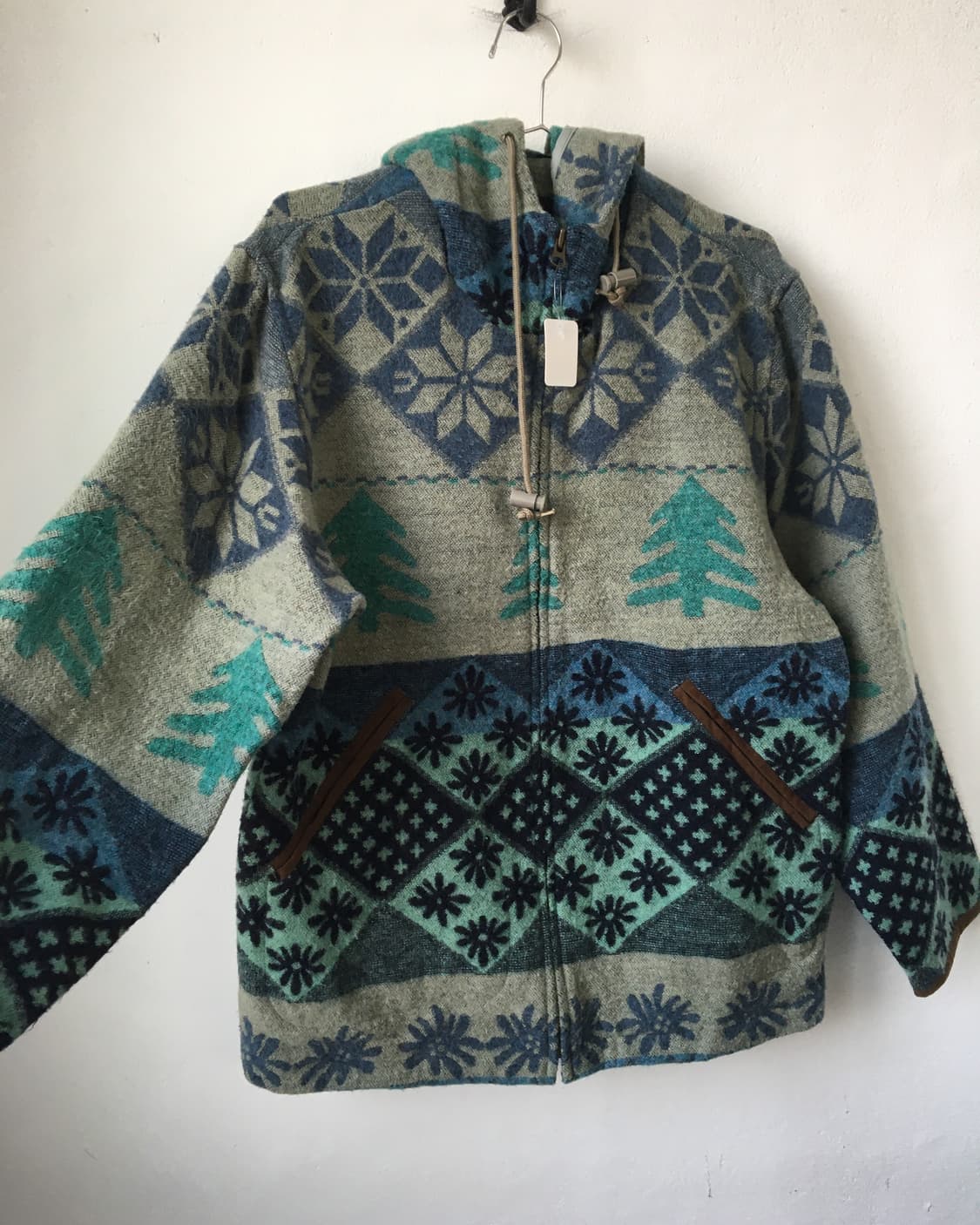Snow pattern woolen hood jacket 상품이미지4