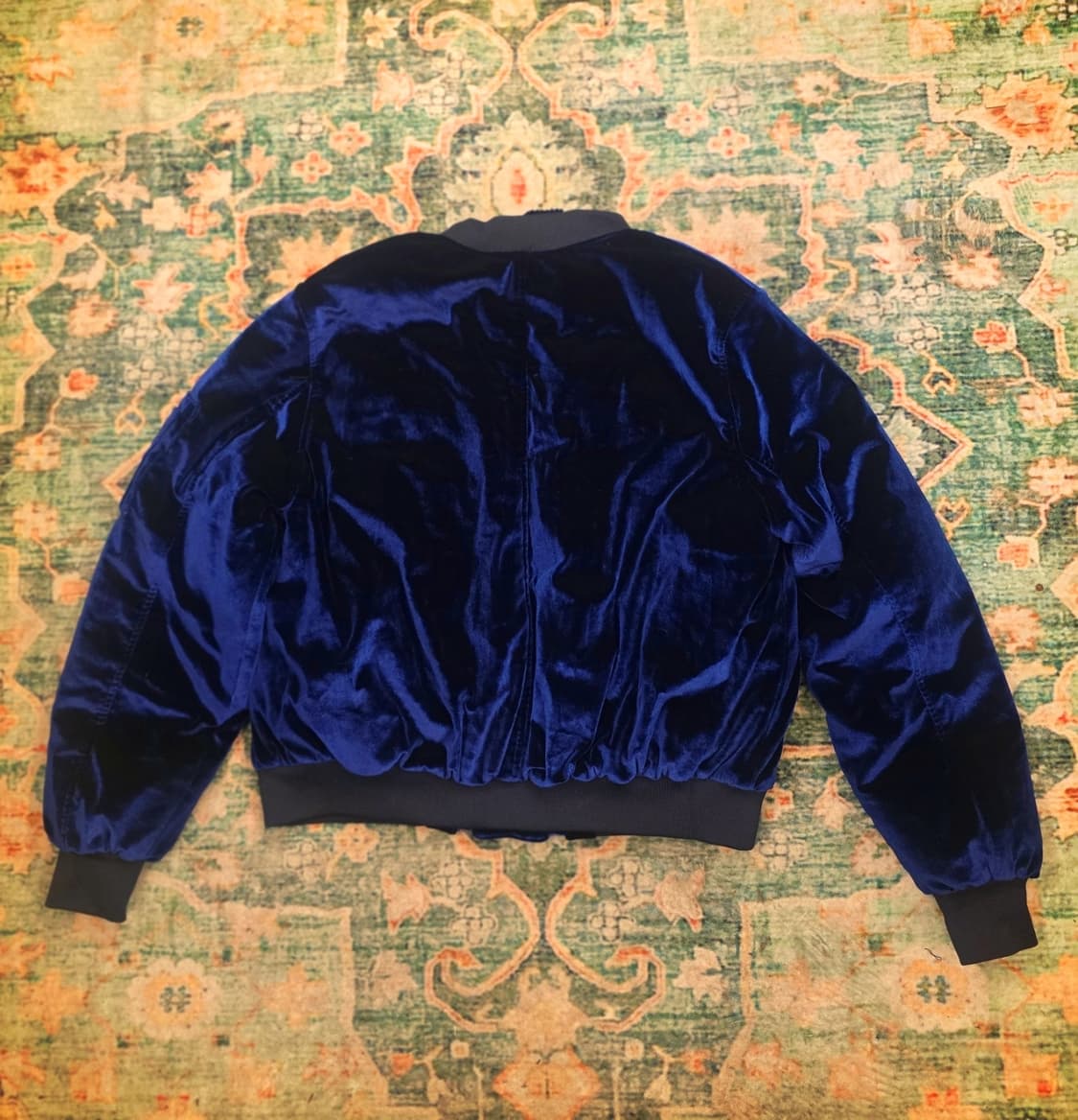 SHUYUGE 블루 벨벳 봄버 재킷 상품이미지5