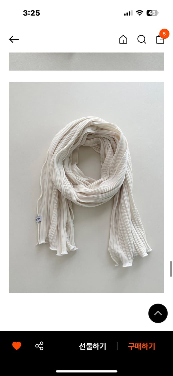 (새상품) 지지 geegee 플리츠 롱 스카프 아이보리 상품이미지7