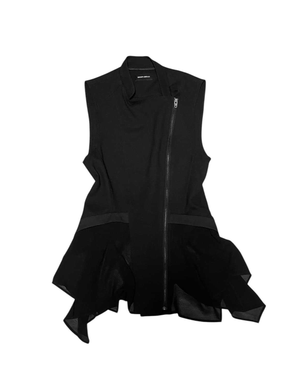 비대칭사선지퍼 드레이프 레이어드베스트 아카이브무채색헬무트랭릭오웬스st 상품이미지7