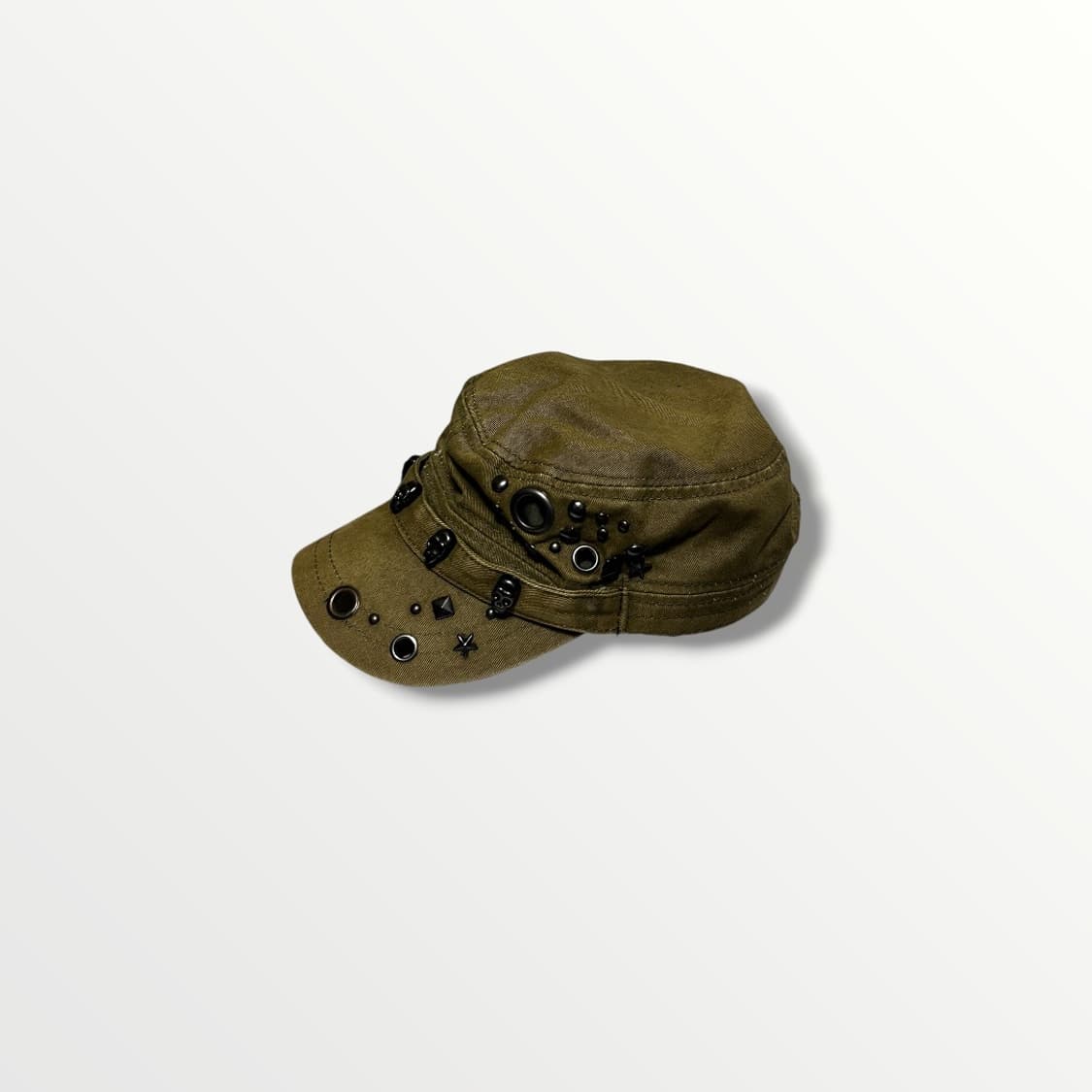 Olive Studded Military Cap 상품이미지2