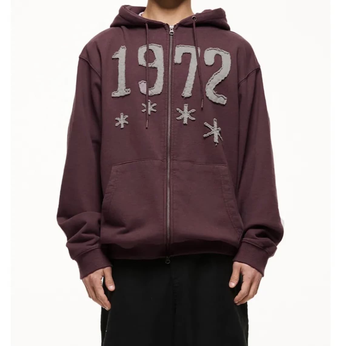 더콜디스트모먼트 1972 후드 집업 다크 와인 상품이미지1