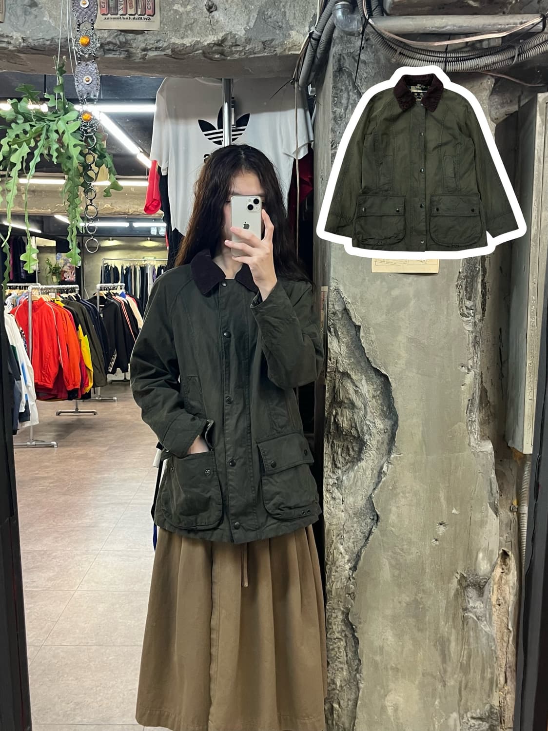 바버 골덴 카라 왁스 자켓 카키 38 #csz1969 상품이미지1