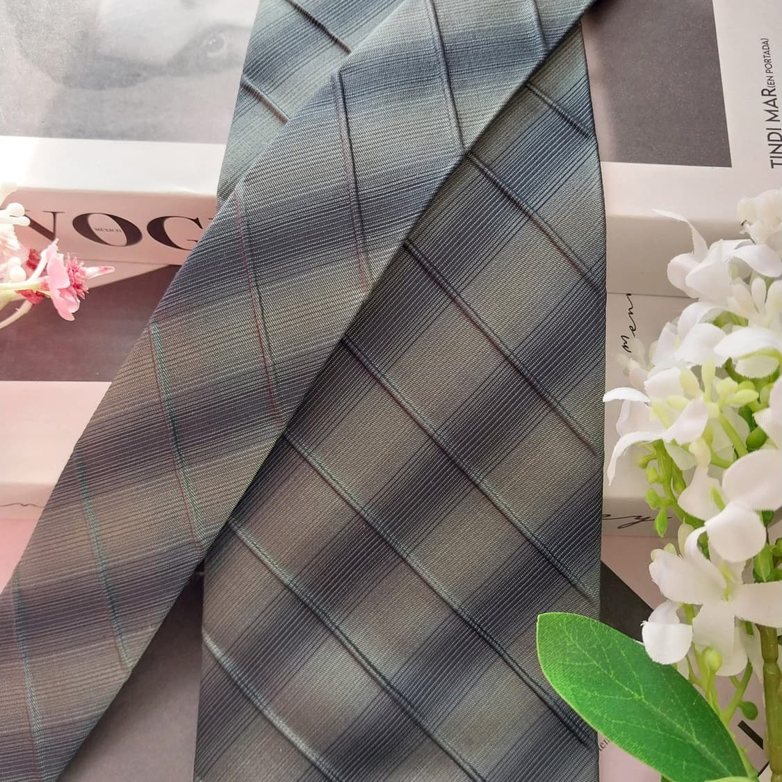 소니아리키엘 실크 그린 스트라이프 넥타이 9.9cm A+등급 K1552
 상품이미지4