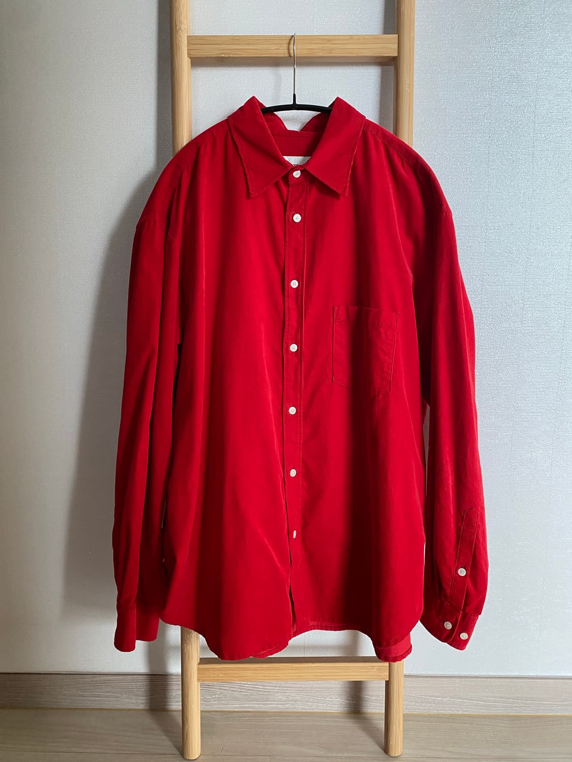 이얼즈어고 코듀로이 포이카 셔츠 레드 L 상품이미지1