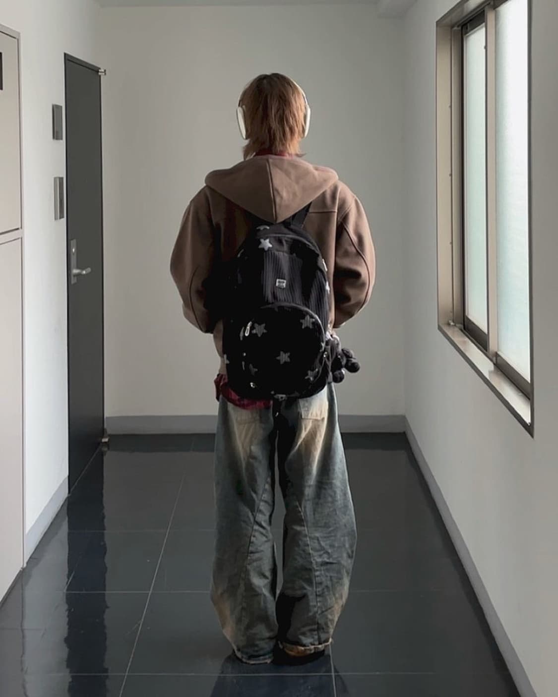 브라운 기모 펀칭포켓 후드집업 상품이미지3