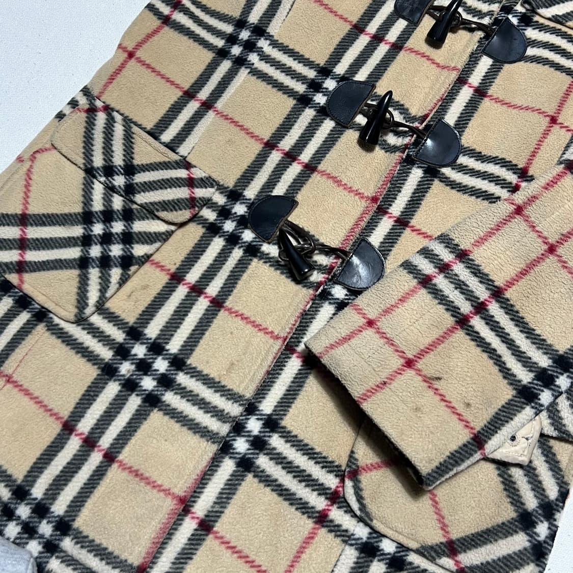 XL 버버리 노바체크 여성용 울 후드 떡볶이 코트 상품이미지6