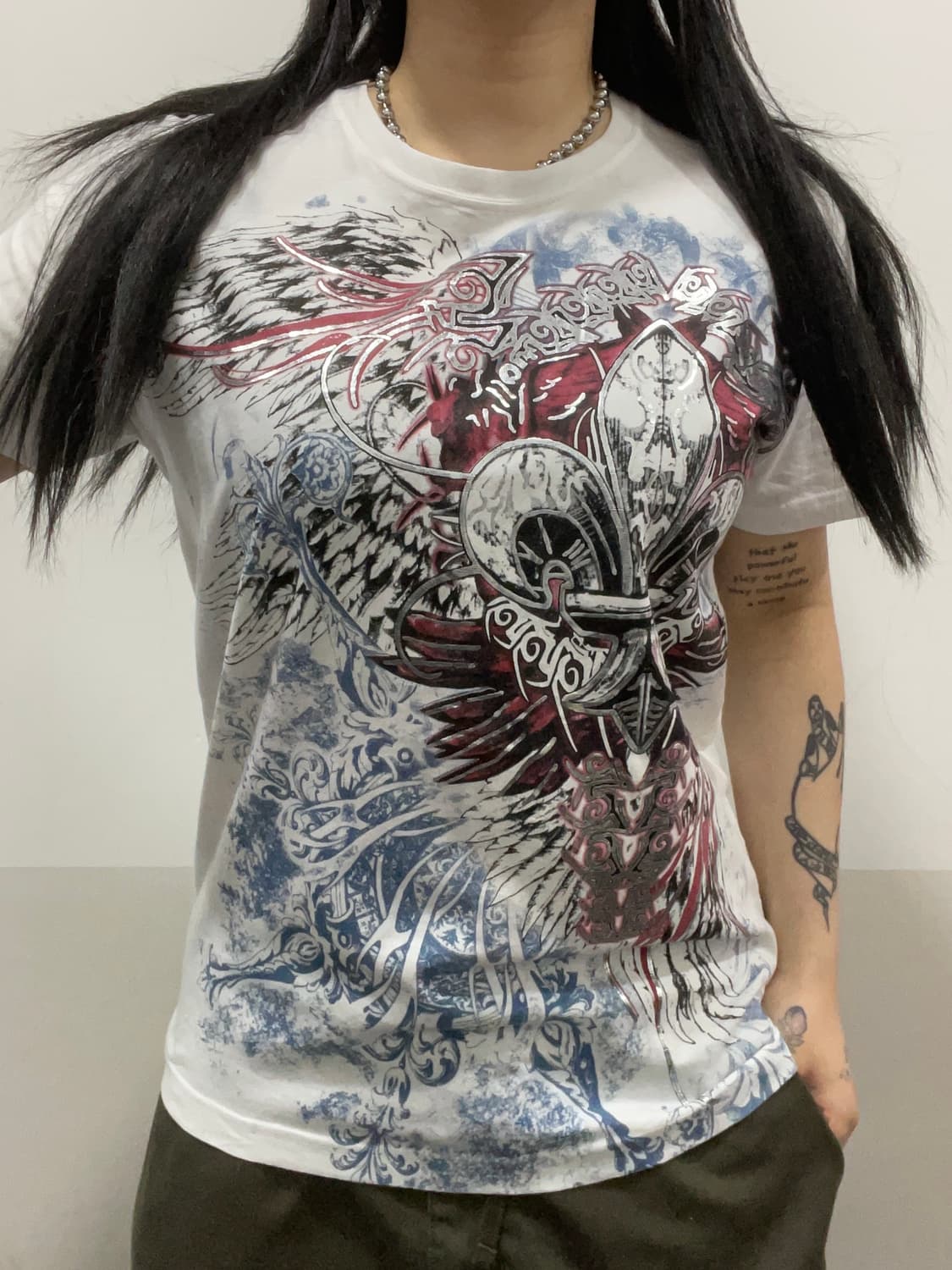 Konflic 콘플릭 Y2K 펑크 빅 프린팅 반팔티셔츠 상품이미지1