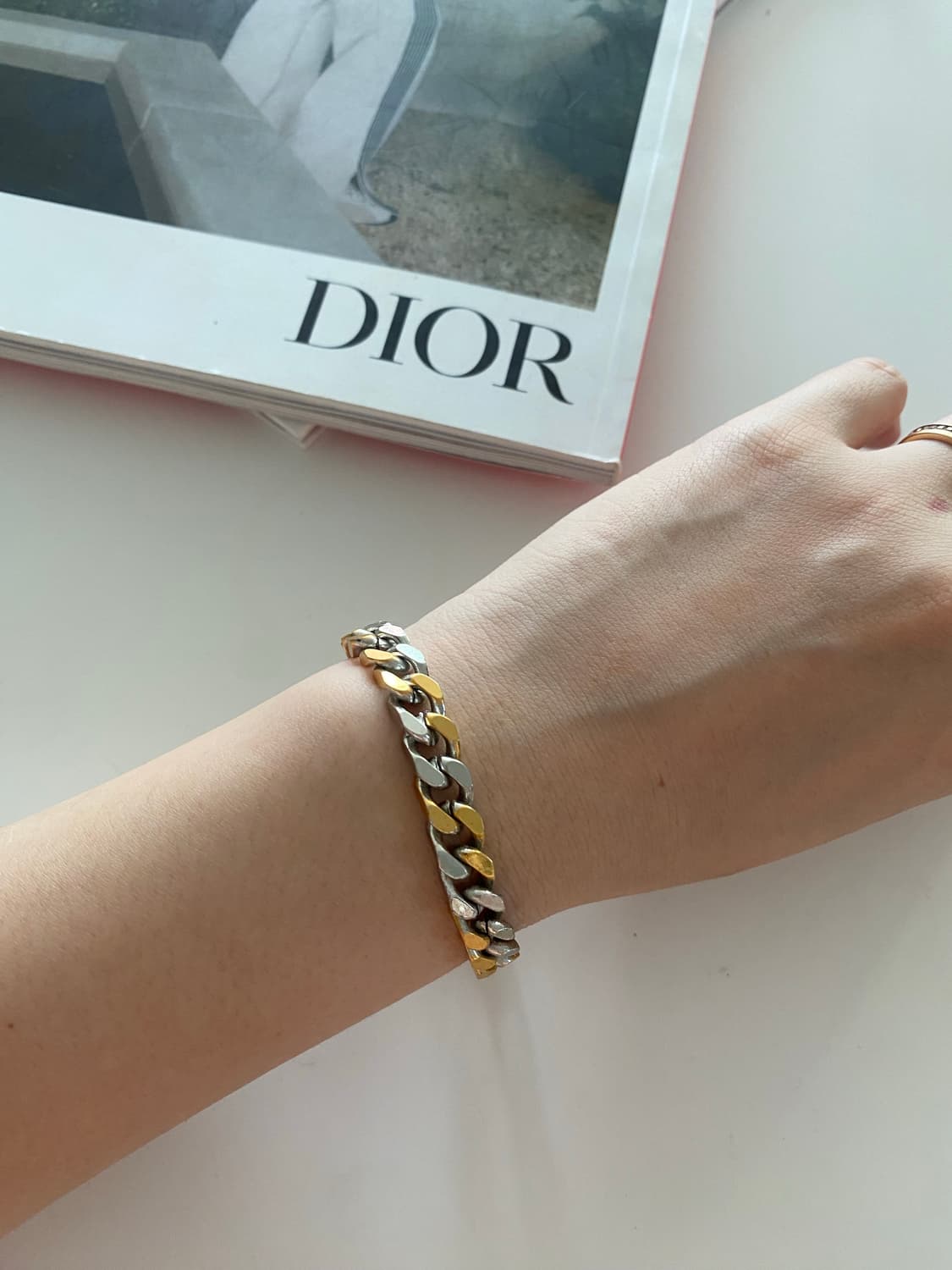 18k금도금 콤비 체인 팔찌 빈티지 상품이미지5