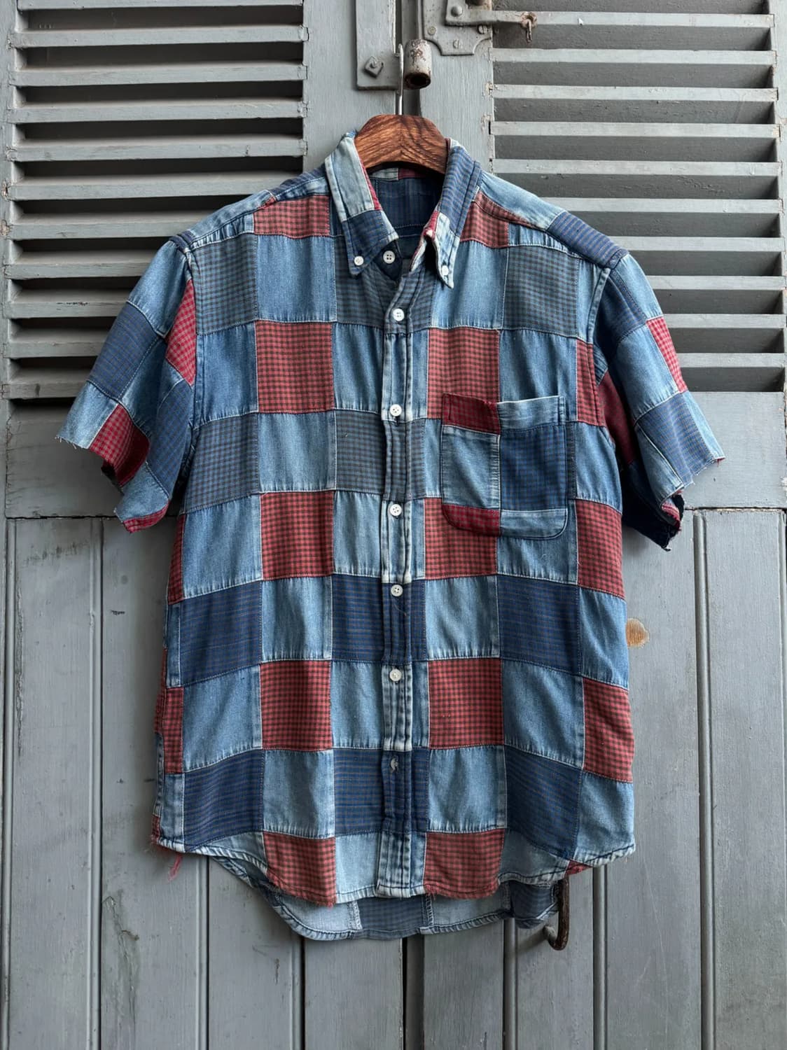 [M]90's USA 빈티지 패치워크 셔츠 상품이미지1