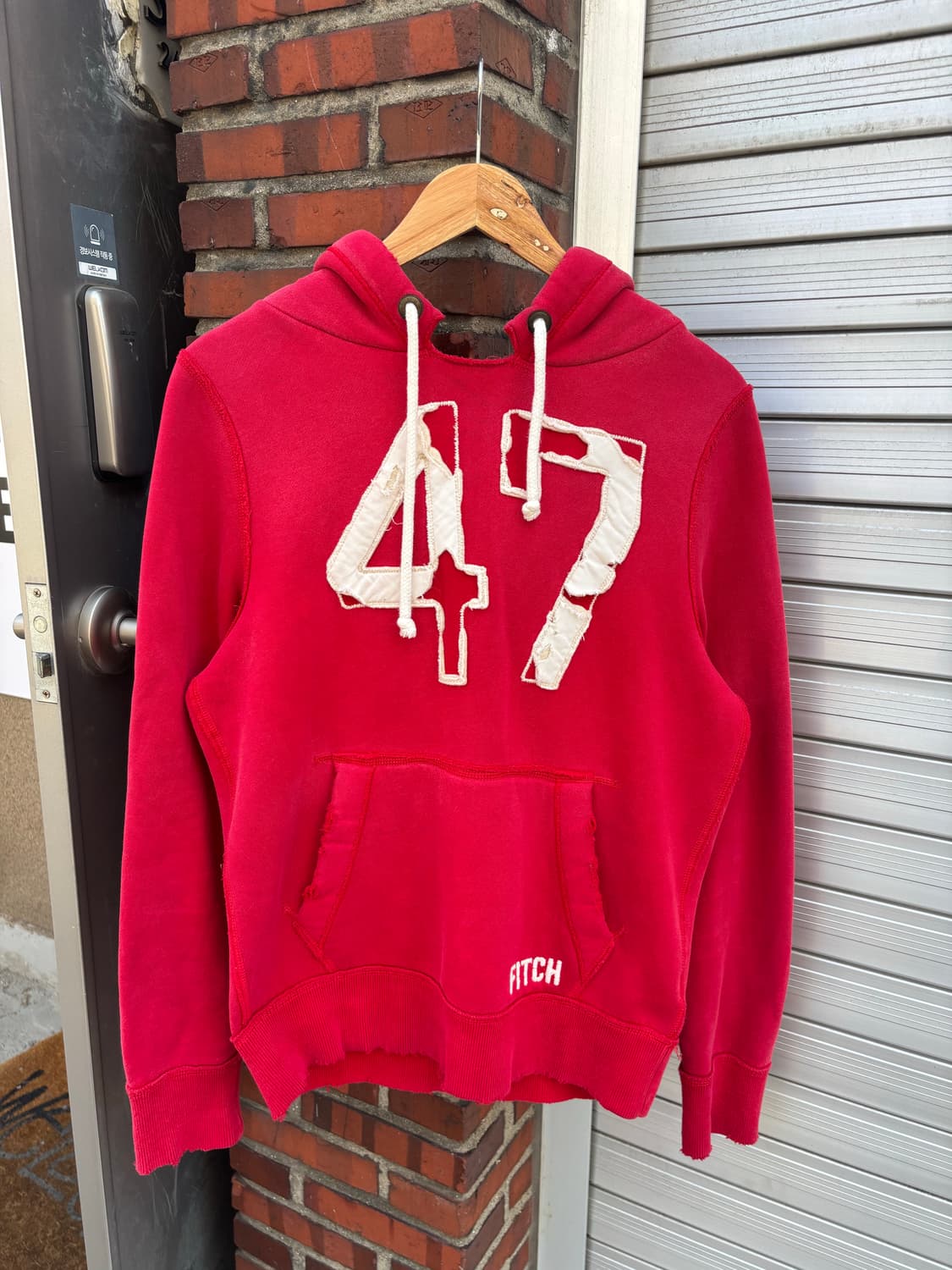아베크롬비 47 자수 레드 후드티  상품이미지1