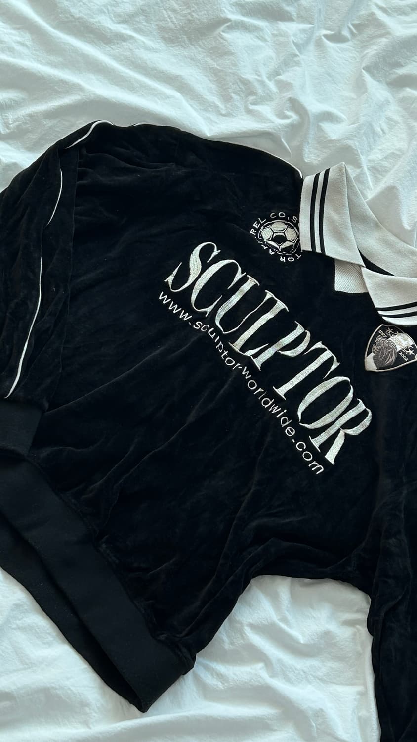 스컬프터 벨루어 싸커 져지 벨벳 트랙 맨투맨 s (블랙) 상품이미지1