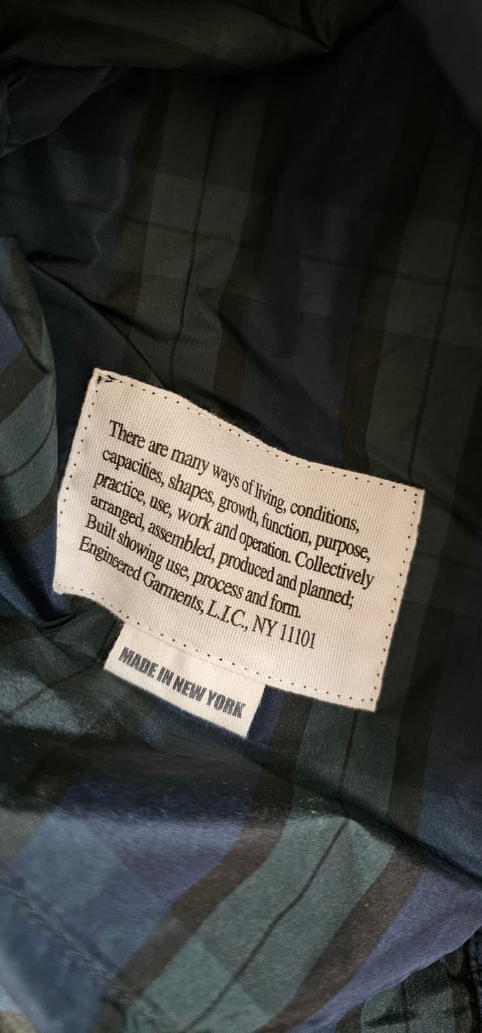 엔지니어드 가먼츠 아틀랜틱 파카 블랙워치 크러시드 태피터 상품이미지6