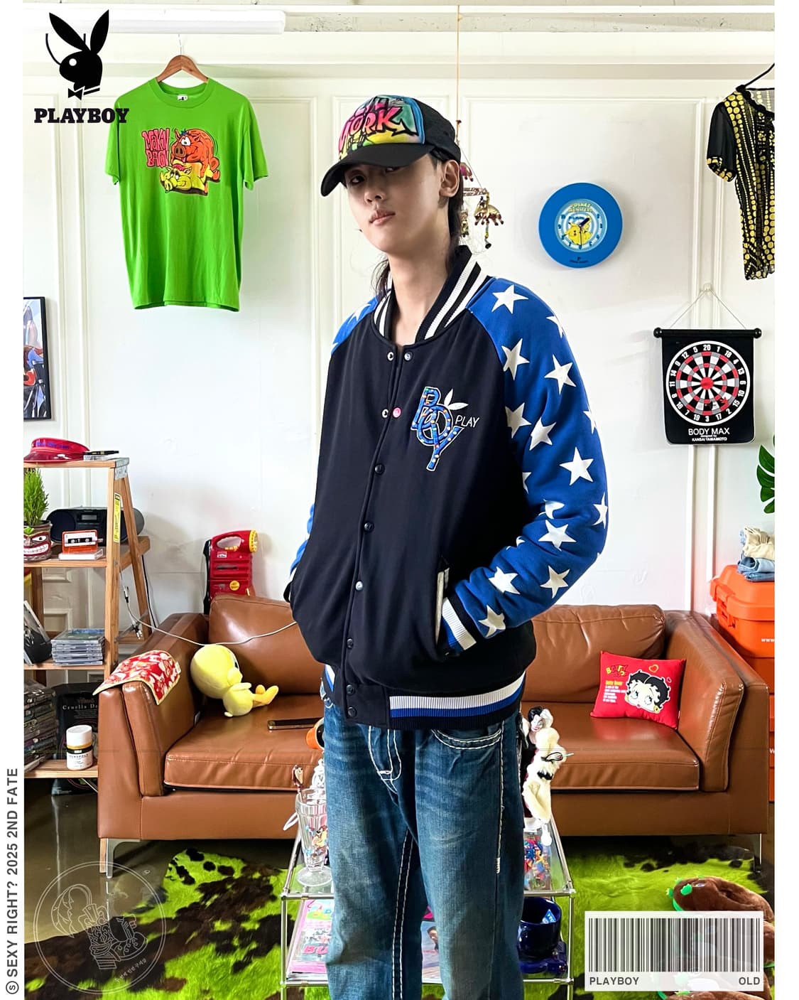 Old PLAYBOY Star Sleeve Cotton Varsity 상품이미지1