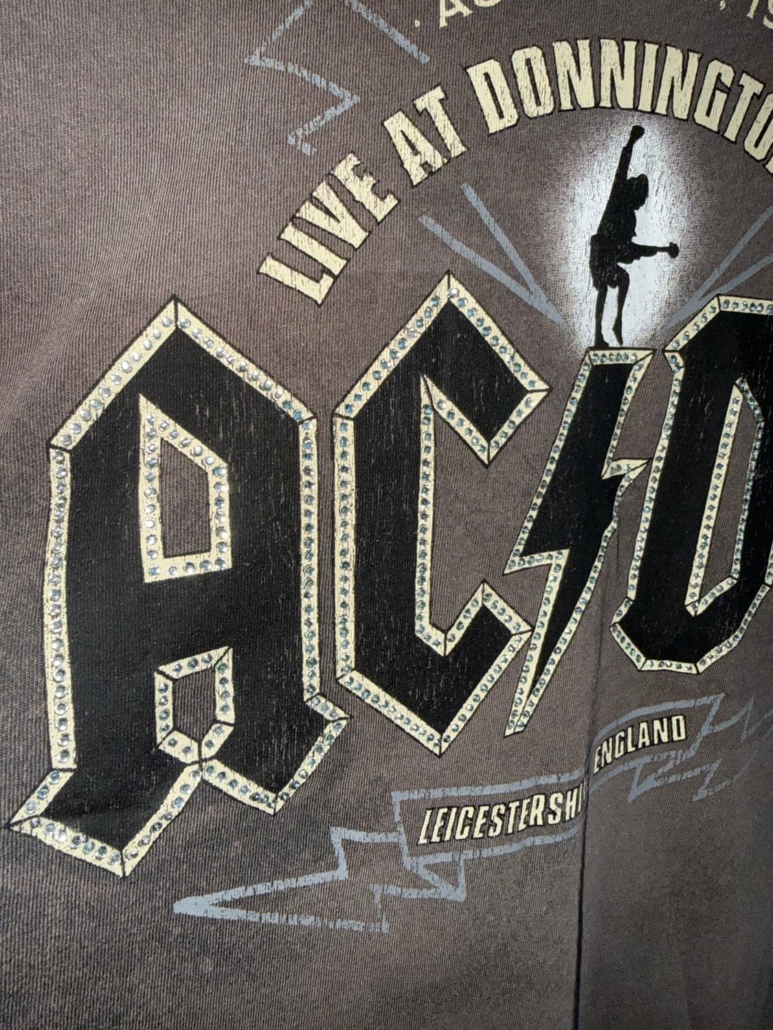 Vintage bleach faded AC/DC 큐빅 반팔  상품이미지6