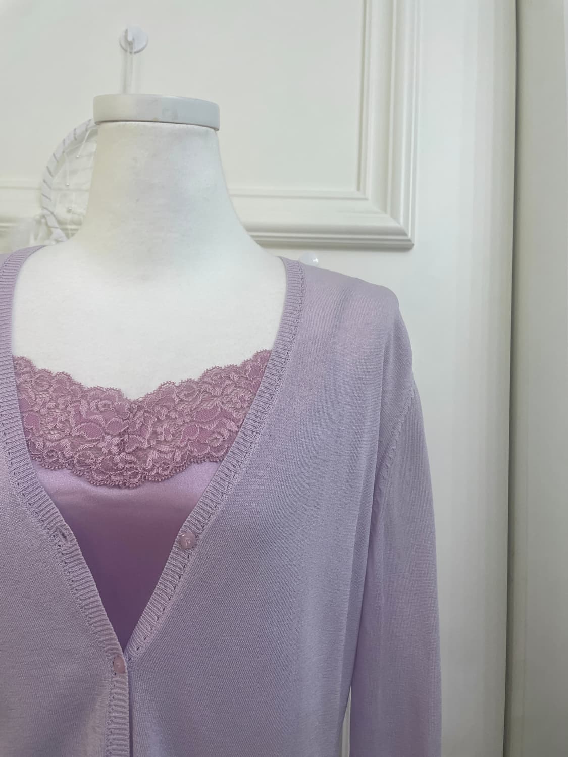 lavender basic cardigan&lace satin sleev 상품이미지6