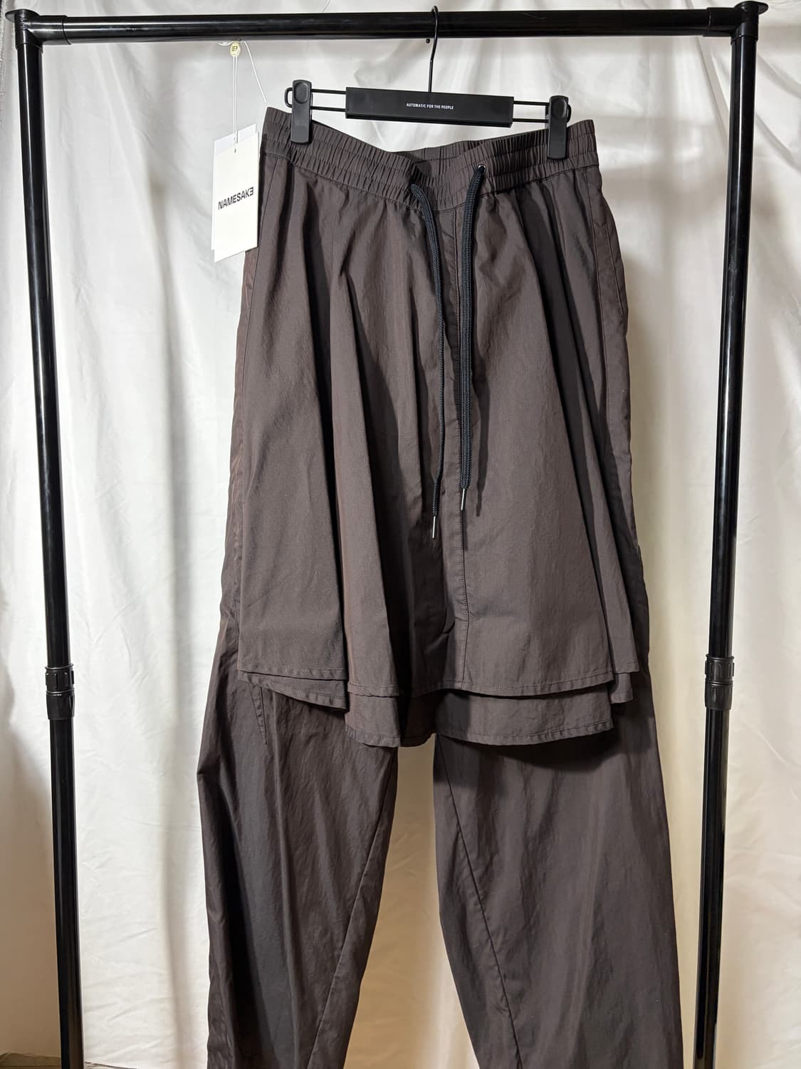 네임세이크 레이어드 스커트 팬츠 브라운 상품이미지1